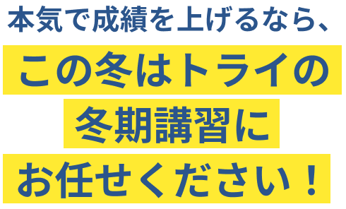 本気で成績を上げるなら、この冬はトライの夏期講習にお任せください！