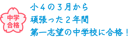 中学合格 小４の３月から頑張った２年間 第一志望の中学校に合格！
