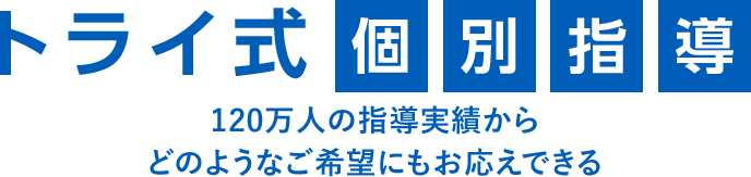 トライ式個別指導 120万人の指導実績からどのようなご希望にもお応えできる